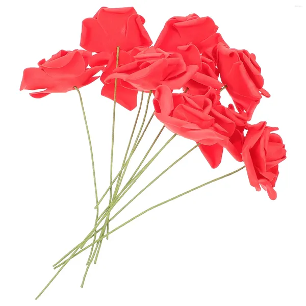 Fleurs décoratives 50 pièces Bouquet de roses artificielles décor à la maison fleurs bricolage orner branche mariage fil de fer Simulation mariée