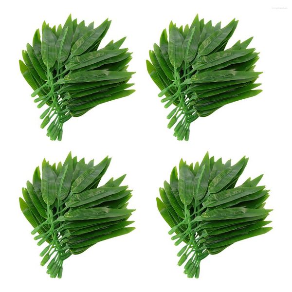 Flores decorativas 50 piezas Decoración de mesa de comedor Palo de bambú artificial Boda Ramas simuladas Guirnalda de verano Hoja en maceta