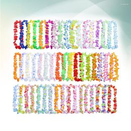 Fleurs décoratives 50 PCS Hawaiian Leis Fleur Guirlande Tropical Party Collier Combinaison Décor Faux Mariage Voyage