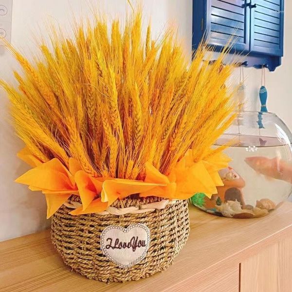 Flores decorativas 50 piezas Flor de oreja de trigo natural seca para fiesta de boda Pequeñas artesanías Artículos de decoración del hogar con regalo del día de la madre