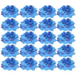 Fleurs décoratives 50 pièces fleur en plastique mariée printemps décorations de Table têtes de roses artificielles réalistes