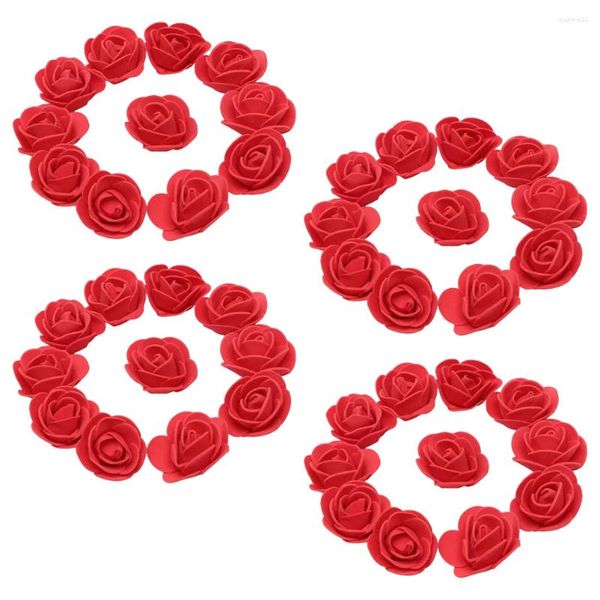 Fleurs décoratives 50 pièces Simulation tête de Rose bricolage Roses artificielles décoration d'anniversaire pour fille mousses têtes petits artisanat