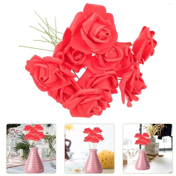 Flores decorativas, 50 Uds., decoración De flores falsas individuales, tallo De Rosa Artificial Para el hogar, ramos De rosas De imitación, Decoraciones Para Salas De Casa