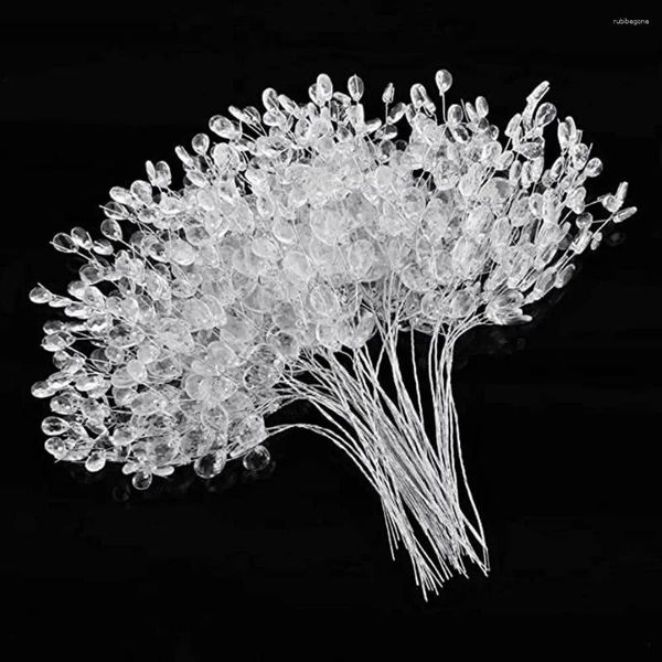 Fleurs décoratives 50 pièces Crystal Bud Branches Artificiel Fleur pour la fête de mariage décor à la maison Artisanat Floral - blanc 15cm