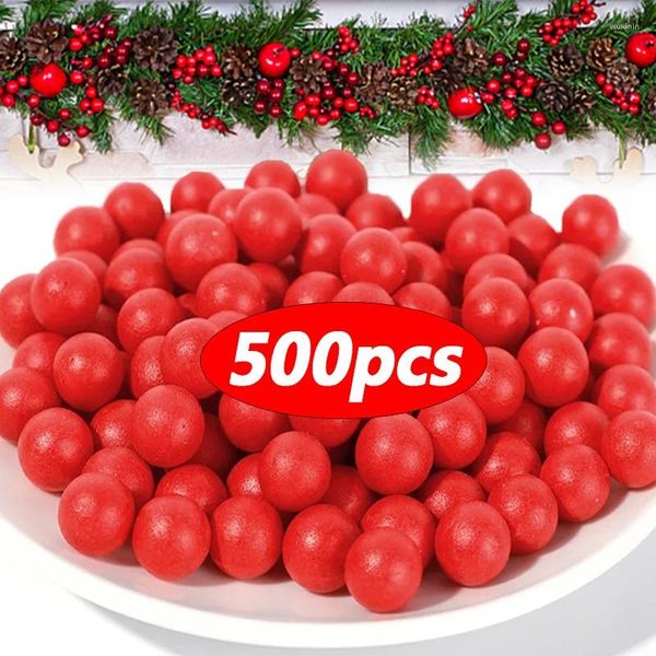 Flores decorativas 500/100 piezas decoración navideña baya artificial estambre de cereza roja mini bayas falsas cuentas de perlas de flores para Navidad DIY