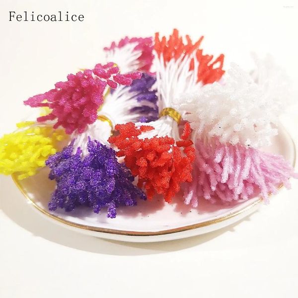 Fleurs décoratives 500pcs 3 mm Pick de choix Couleur en verre floraison étamine Pistil Décoration de mariage artisanat bricolage