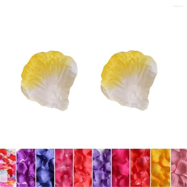 Flores decorativas 500 Uds. Pétalos de flores de seda artificiales para decoración de eventos nupciales (amarillo y blanco)