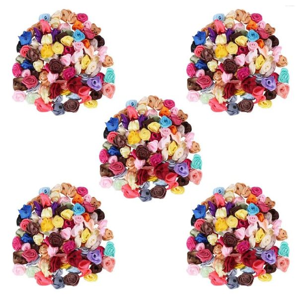 Flores decorativas 500 piezas mini rosas satinadas hechas a mano Rosettes de tela apliques para decoración de bodas accesorios de costura artesanal