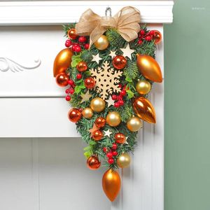 Fleurs décoratives 50cm 2024 Couronne de Noël Candue à l'envers ornements suspendus pour décorations murales de porte d'entrée joyeuses arbre guirlande