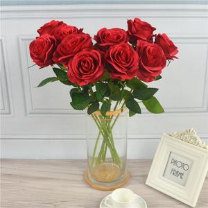 Fleurs décoratives 50 cm noir rouge bouquet de roses artificielles mariage maison fête anniversaire El café décoration fausse scène mise en page