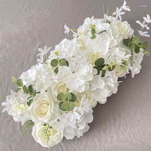 Fleurs décoratives 50CM DIY Mariage Fleur Mur Arrangement Soie Rose Artificielle Floral Rangée Décor Mariage Arche Toile de Fond Romantique