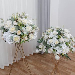 Decoratieve Bloemen 50cm Ivoor Kunstzijde Rose Muur Plant Po Achtergrond Valentijnsdag Decor Tafel Bloem Ballen Voor Bruiloft Center Pieces