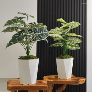 Decoratieve bloemen 50 cm grote kunstmatige groene planten nep tropische 15 takken echte aanraakbladeren plastic voor huistuindecoratie