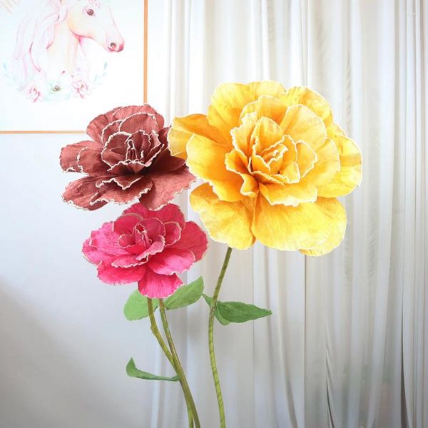 Flores decorativas de 50cm, estilo rosa de imitación, decoraciones de jardín hechas a mano, exhibición para sala de estar, decoración de pared festiva DIY eterna