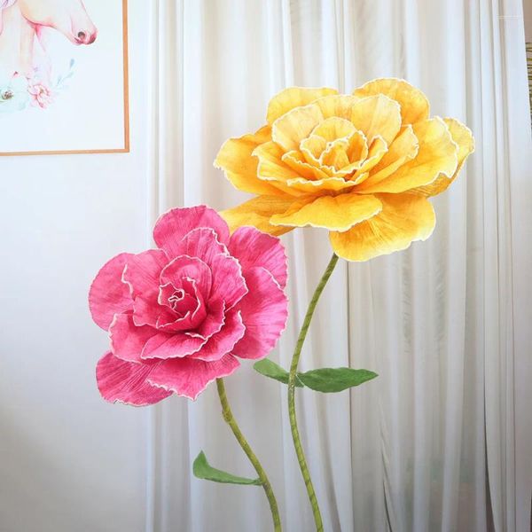 Flores decorativas 50 cm de terciopelo gigante rosa flores artificiales