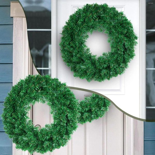 Fleurs décoratives 50 cm couronne artificielle verte de porte PVC couronnes de portes de saison décoration de maison saisonnière bricolage pour le devant moderne