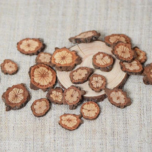 Flores decorativas 50 g Suministros de troncos de madera irregulares naturales Disco Shabby Chic Wooden Crafts Rustic Wedding Farty Supplies Decor