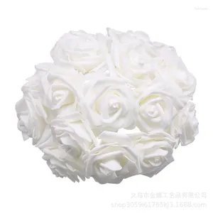 Decoratieve bloemen 50 st 8 cm met paalsimulatie PE-schuim roos hand vasthouden bloem bruiloft vaas arrangement boeket groot buiten