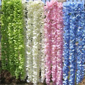 Fleurs décoratives 50pcs 2M orchidée rotin fleur de soie artificielle vigne pour la maison de mariage décoration de jardin suspendu guirlande mur faux