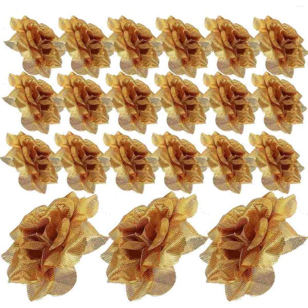 Fleurs décoratives 50pcs 45 cm Fleur rose artificielle roses dorées accessoires de mariage sans soupe pour vêtements de chapeau