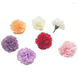 Decoratieve bloemen 50 stks 4cm mini -anjer Moeder Docent Day Thanksgiving Gift Bouquet Packaging Artificial Soap Rose