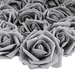 Fleurs décoratives 50pcs 7cm PE mousse fausses Roses tête artificielle pour fête de mariage décoration de la maison bricolage artisanat fleur mur