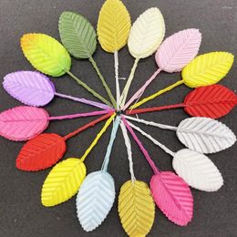 Decorative Flowers 50pcs Artificial Colorful Rose Leaves Flower Bouquet For Wedding Home Party Decoration Fake Plastic Green Leaf Crafts