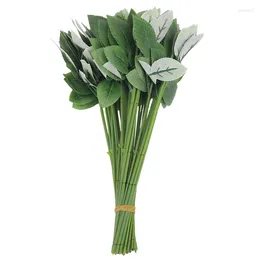 Fleurs décoratives 50pcs fausses tiges de fleurs de roses artificielles pour bricolage à la main Bouquet feuille veine mariage décoration de la maison au détail