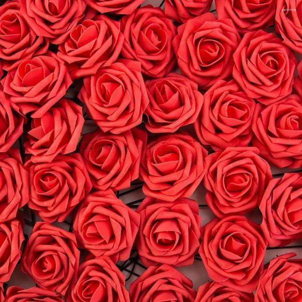 Fleurs décoratives 50pcs mousse artificielle rose têtes de mariage décor de fête de mariage bouque bricol