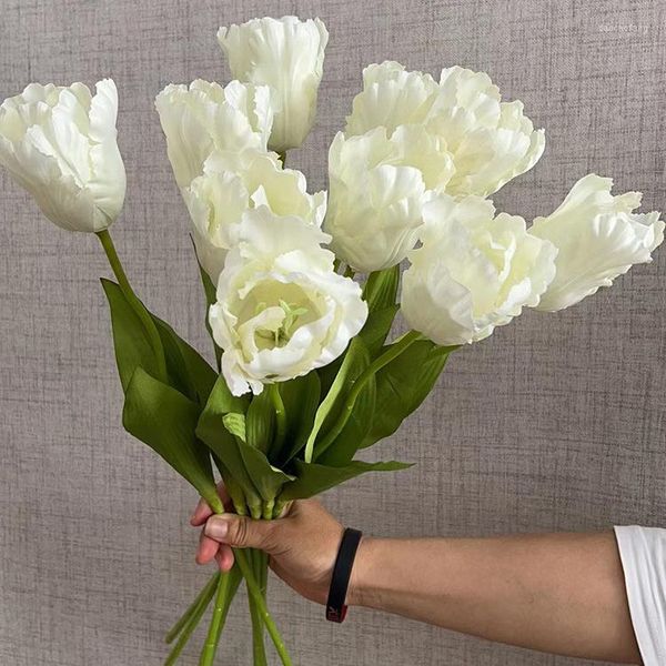 Fleurs décoratives 50 pcs Tulipes De Jardin Artificielles Real Touch Bouquet De Tulipes Décor Mariage Pour La Maison Décorations De Mariage Faux Fleur