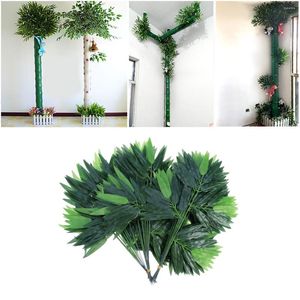 Fleurs décoratives 50pcs feuilles de bambou vertes artificielles fausses plantes verdure pour la décoration de la maison et du bureau