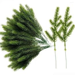 Guirlande de fleurs décoratives, 50 pièces, aiguilles de pin artificielles, Branches, plantes vertes, faux pics de verdure pour bricolage, couronne de noël