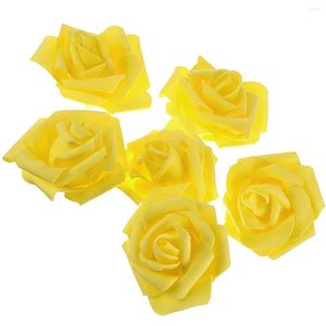 Fleurs décoratives 50pcs Roses artificielles fournitures de décoration de mariage pour la douche nuptiale maison (jaune)