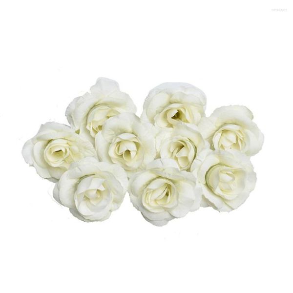 Fleurs décoratives 50pcs DIY Floral Fleur Artificielle Tête Maison Tissu Mini Réaliste Décoration De Mariage Fête Portable Faux Rose Léger