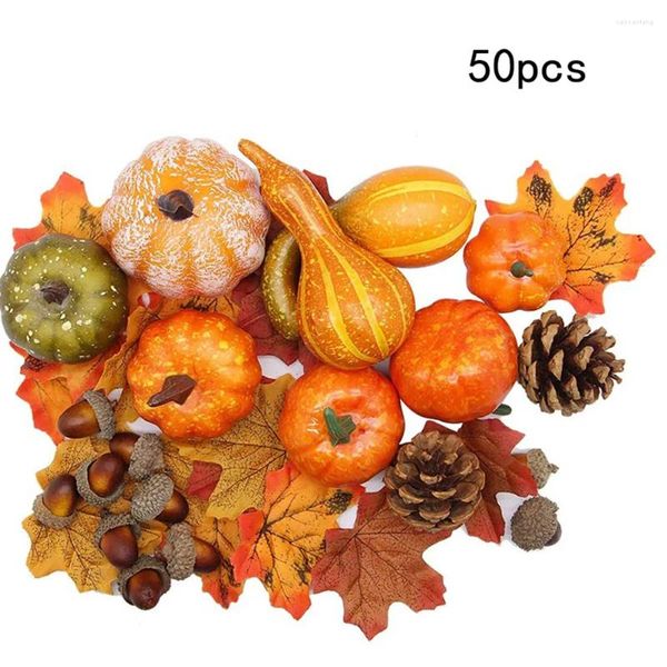 Fleurs décoratives 50pcs Halloween décor accessoires artificiels mini baies de citrouille baies bricolage pour décoration de fête