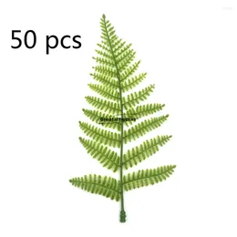 Fleurs décoratives 50pcs / lot des feuilles perses simulées branche 22 cm / 8,66 "Plantes vertes artificielles de la tige