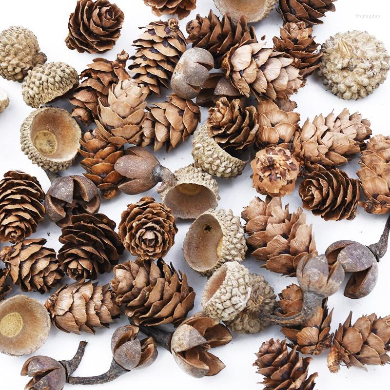 dried flower baubless 50PCS MINI Lovely Natural Dried Flower Pinecone Series Christmas Decorations For Home Diy Gifts Box Artificial Plants