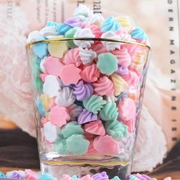 Fleurs décoratives 50 pièces mélange de couleur Macaron simulation dos plat résine cabochon figurine embellissements en pierre applique bricolage mariage