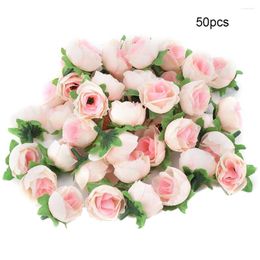 Fleurs décoratives 50 pièces, têtes de fleurs de pivoine, faux tissu artificiel pour fête de mariage, décoration de maison, décor DIY