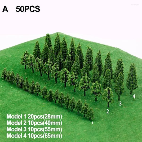 Fleurs décoratives 50pcs Modèle en plastique Train Miniature Treers Treat DIY OUTDOOR Landscape Railroad Building Accessoires de sable Modèles de table de sable