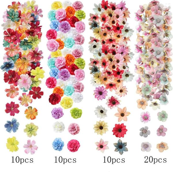 Fleurs décoratives 50pcs Couleur aléatoire Mélange de rose artificielle faux décoration de maison Décoration de mariage Ornement Gift Craft Accessoire