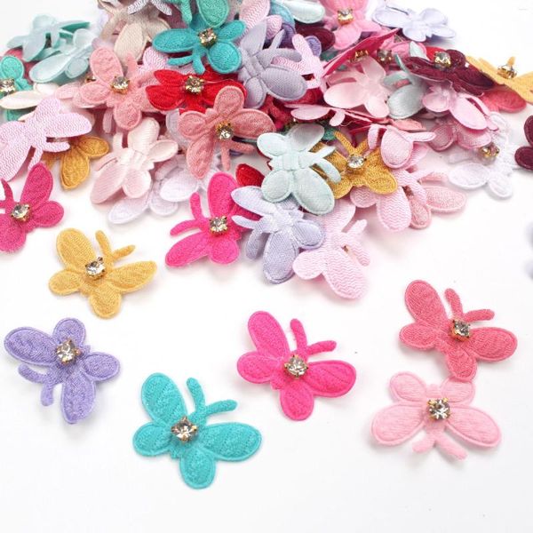 Fleurs décoratives 50pcs strass fleur Applique pour Scrapbook décoration couture vêtements Legging patchs bricolage pinces à cheveux artisanat