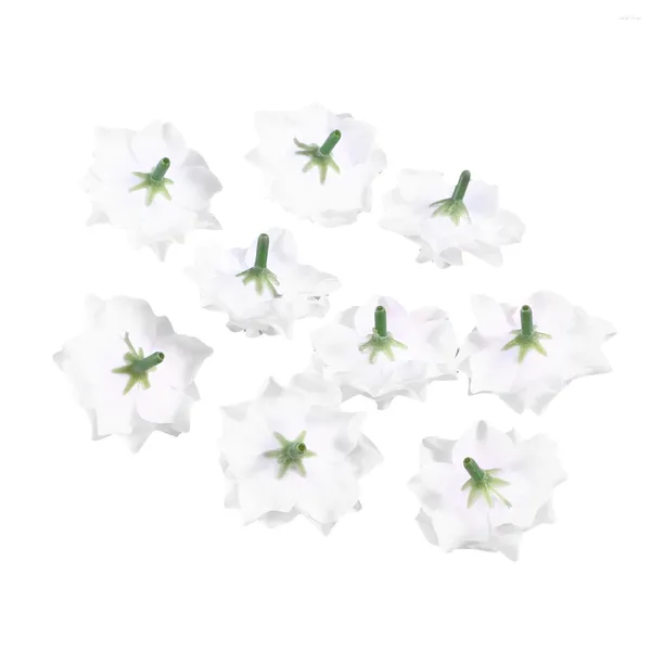 Fleurs décoratives 50pcs têtes de fleurs de roses en soie pour embellissement de vêtements de chapeau (blanc) Roses noires