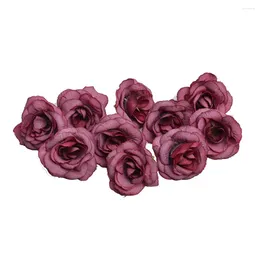 Flores decorativas 50 piezas decoración de boda hogar ligero portátil artesanía nupcial mini rosa falsa realista cabeza de flor artificial DIY floral