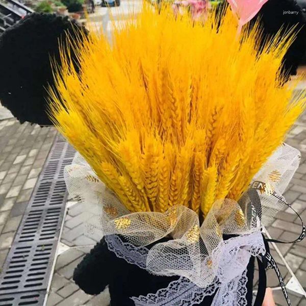 Flores decorativas 50 Uds. Ramo de flores de graduación secas naturales de trigo plantas artificiales para decoración regalo del día de San Valentín boda