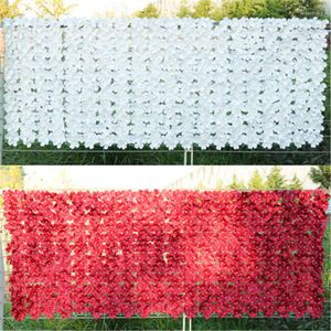 Fleurs décoratives 50x100cm Fleur Artificielle Clôture Haies Faux Rotin Décoration Simulation Plantes Vertes Pour Décor De Jardin Extérieur