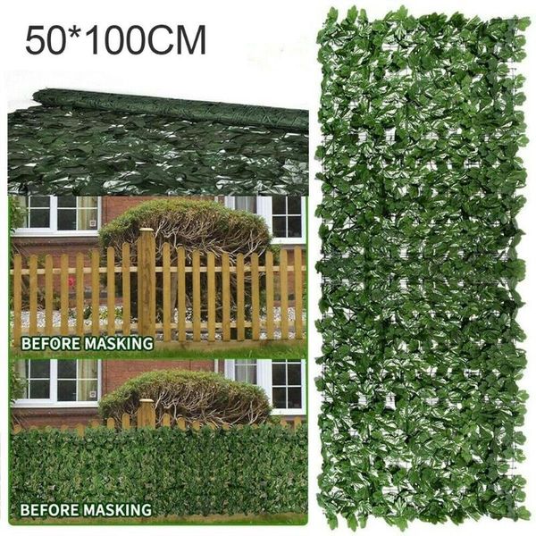 Fleurs décoratives 50x100cm feuille artificielle rouleau écran de confidentialité haie mur clôture balcon décor décoration de la maison plante