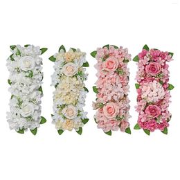 Fleurs décoratives 50x20 cm panneau de fleurs en soie artificielle toile de fond de mariage décoration murale réaliste pour centres de table multifonctionnels