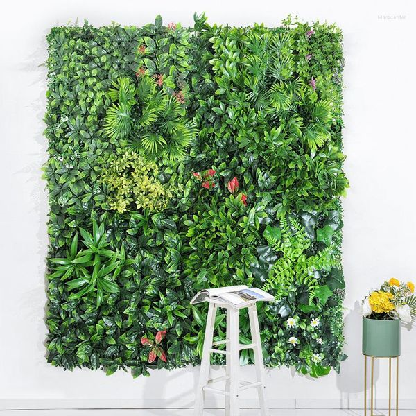 Fleurs décoratives 50x50CM pelouse de plante verte artificielle pour l'embellissement de mur de jardin de maison mariage en plastique LLawn magasin Image de fond