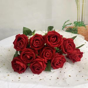 Fleurs décoratives 51 cm Bouquet de branche longue rose de soie artificielle pour décoration de mariage fausses plantes bricolage couronnes accessoires